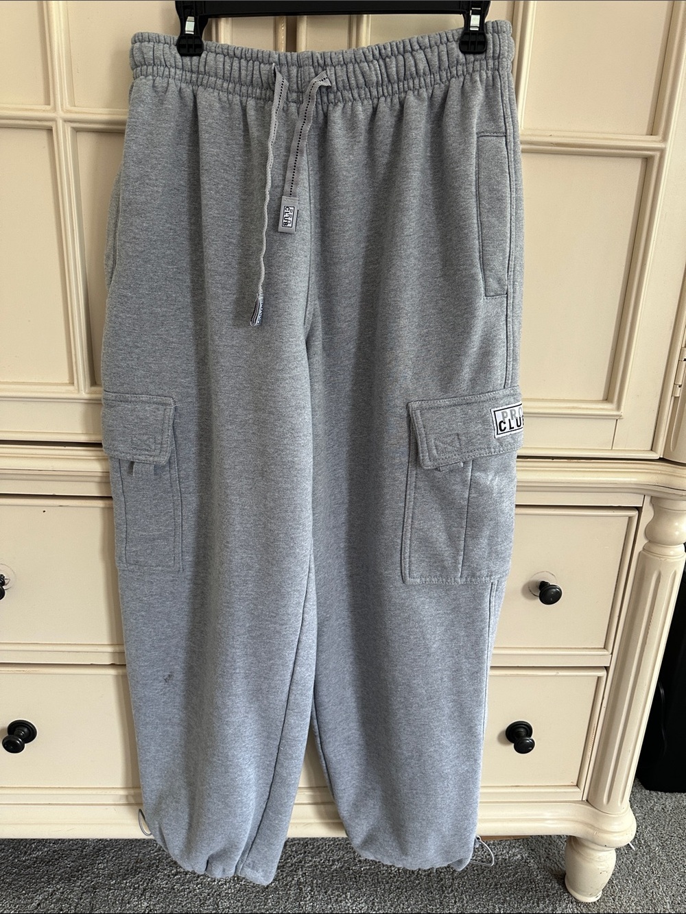 Pro Club Gray Cargo Jogger Sweatpants, size M